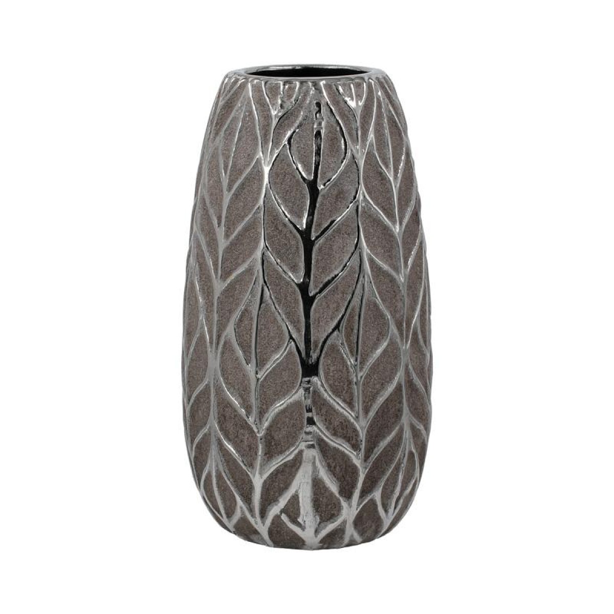 ΚΕΡΑΜΙΚΟ ΒΑΖΟ Fylliana FL126042 ΑΣΗΜΙ-ΚΑΦΕ 14x25εκ