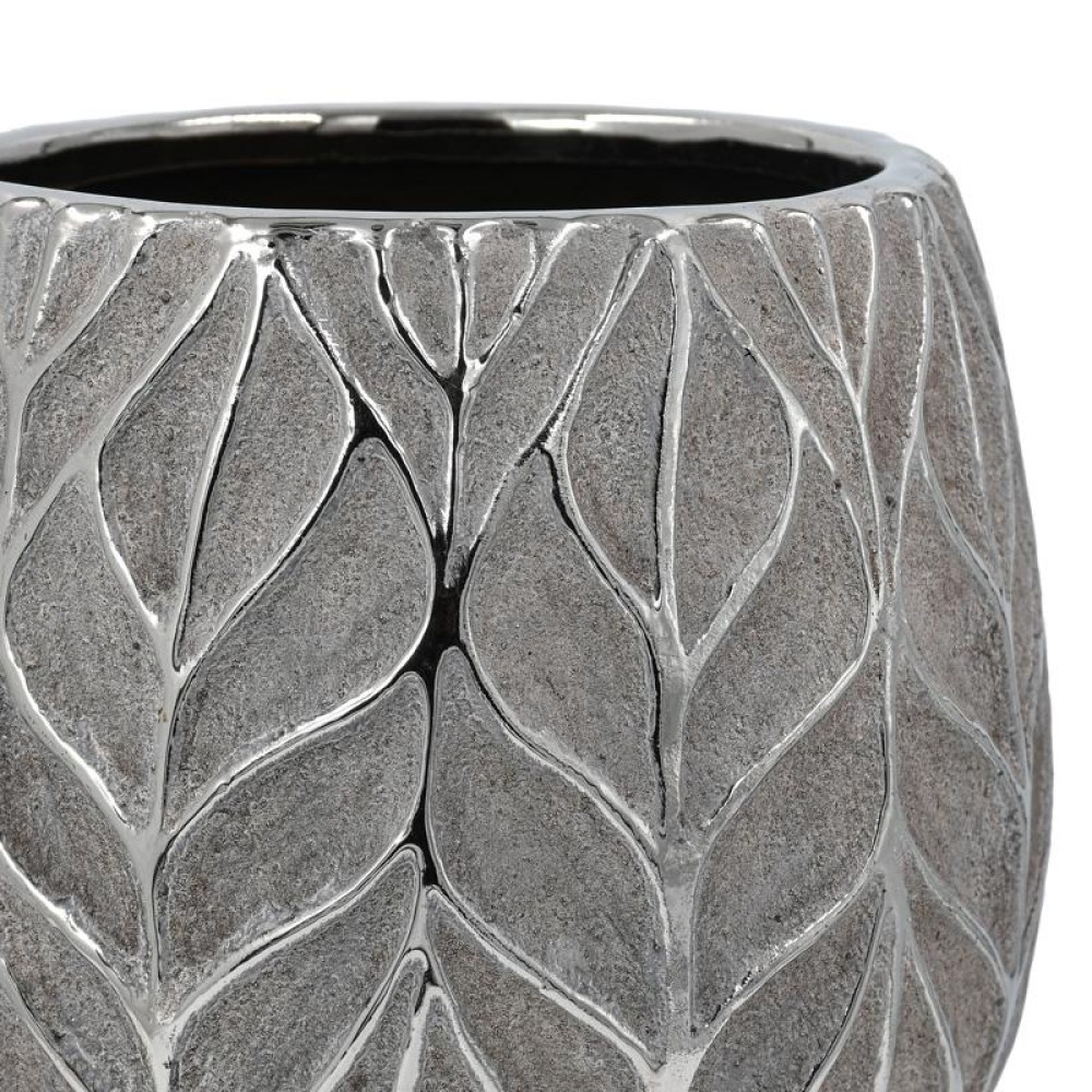 ΚΕΡΑΜΙΚΟ ΒΑΖΟ Fylliana FL126044 ΑΣΗΜΙ-ΚΑΦΕ 16x14εκ