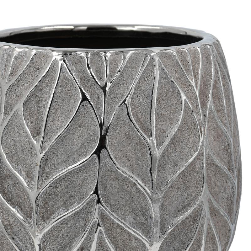 ΚΕΡΑΜΙΚΟ ΒΑΖΟ Fylliana FL126044 ΑΣΗΜΙ-ΚΑΦΕ 16x14εκ