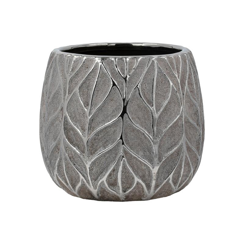 ΚΕΡΑΜΙΚΟ ΒΑΖΟ Fylliana FL126044 ΑΣΗΜΙ-ΚΑΦΕ 16x14εκ