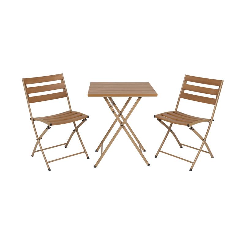 ΣΕΤ BALCONY 3TEM ΣΤΡΟΓΓΥΛΟ Fylliana POLYWOOD & ΑΤΣΑΛΙ ΦΥΣΙΚΟ-ΚΑΦΕ ΧΡΩΜΑ