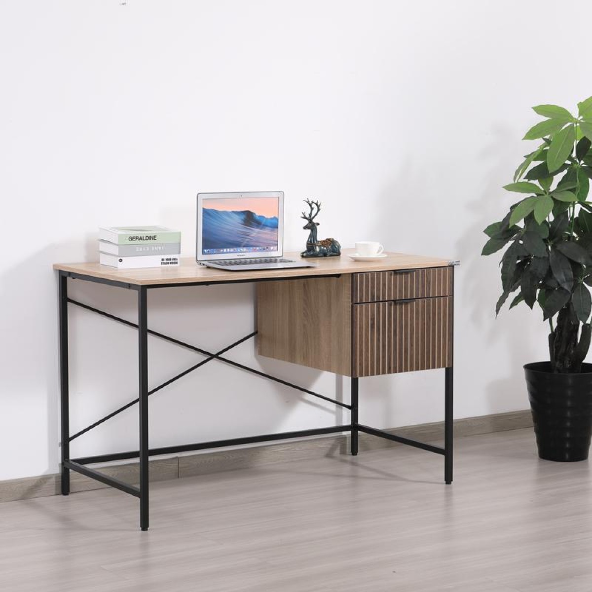 ΜΕΤΑΛΛΙΚΟ ΓΡΑΦΕΙΟ Fylliana Rythmos SONOMA-WALLNUT ΧΡΩΜΑ 120x60x76εκ