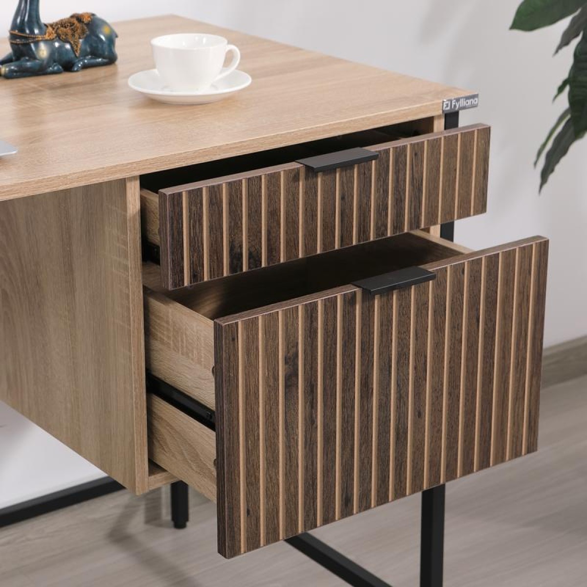 ΜΕΤΑΛΛΙΚΟ ΓΡΑΦΕΙΟ Fylliana Rythmos SONOMA-WALLNUT ΧΡΩΜΑ 120x60x76εκ
