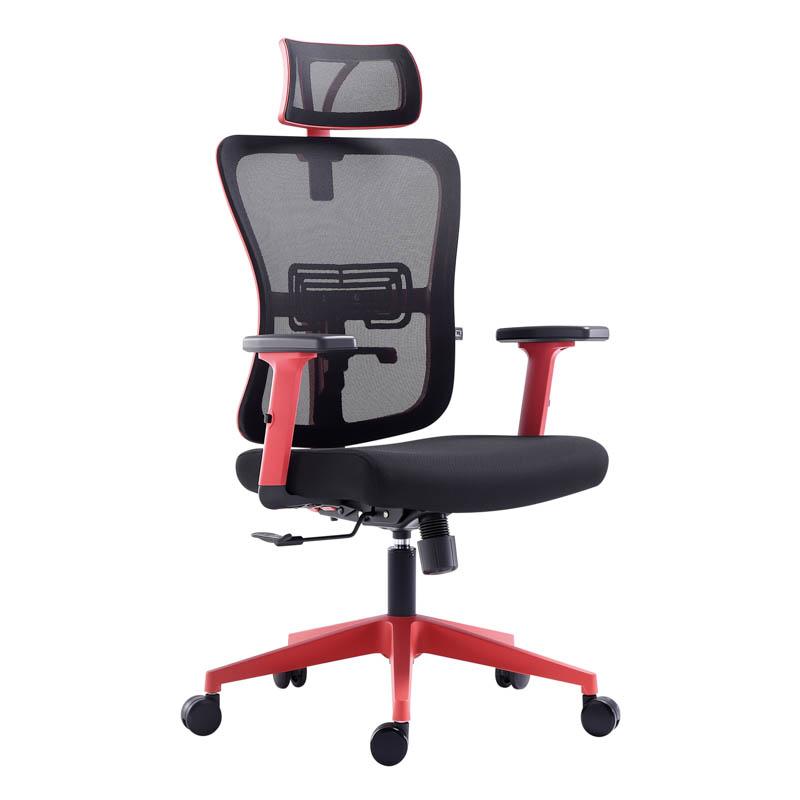 ΚΑΡΕΚΛΑ ΓΡΑΦΕΙΟΥ Fylliana FL9088 ΜΑΥΡΟ ΥΦΑΣΜΑ ΚΟΚΚΙΝΟ ΣΚΕΛΕΤΟ 60x60x119-129κ