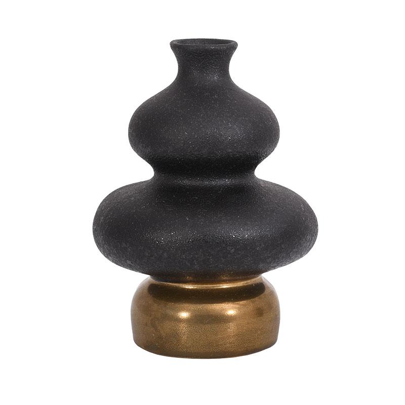 ΚΕΡΑΜΙΚΟ ΒΑΖΟ Fylliana FL0399 ΜΑΥΡΟ-ΧΡΥΣΟ ΧΡΩΜΑ 18x18x23εκ