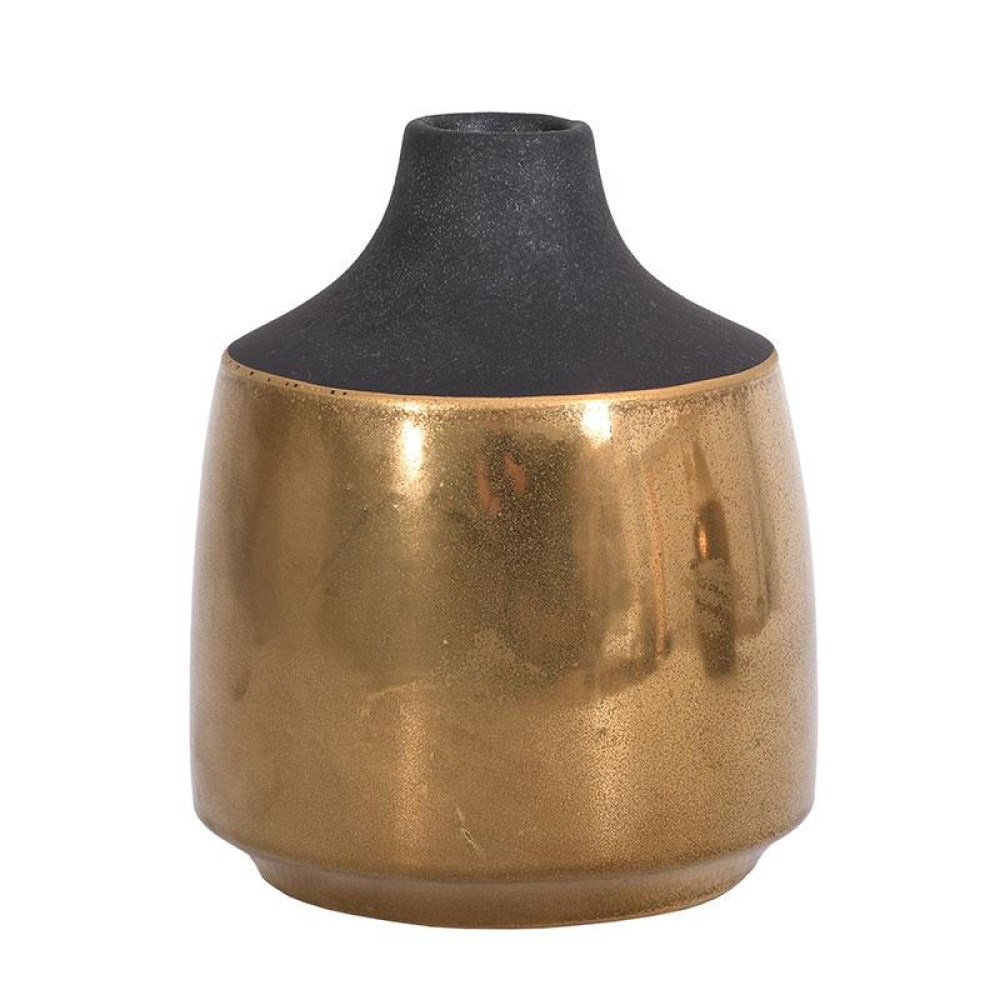 ΚΕΡΑΜΙΚΟ ΒΑΖΟ Fylliana FL0296 ΜΑΥΡΟ-ΧΡΥΣΟ ΧΡΩΜΑ 20x20x24εκ