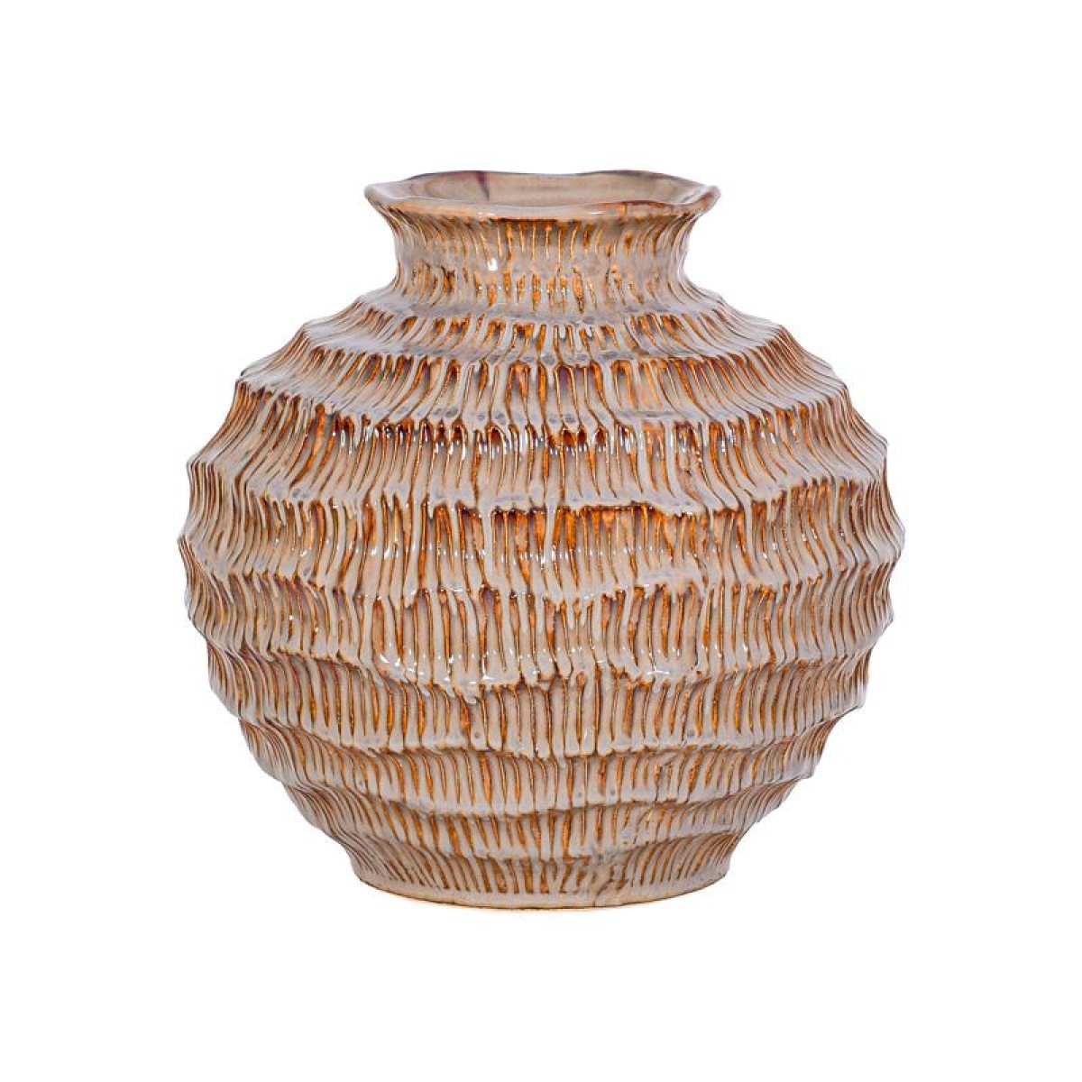 ΚΕΡΑΜΙΚΟ ΒΑΖΟ Fylliana FL30015 ΓΚΡΙ-ΚΑΦΕ ΧΡΩΜΑ 21x20εκ