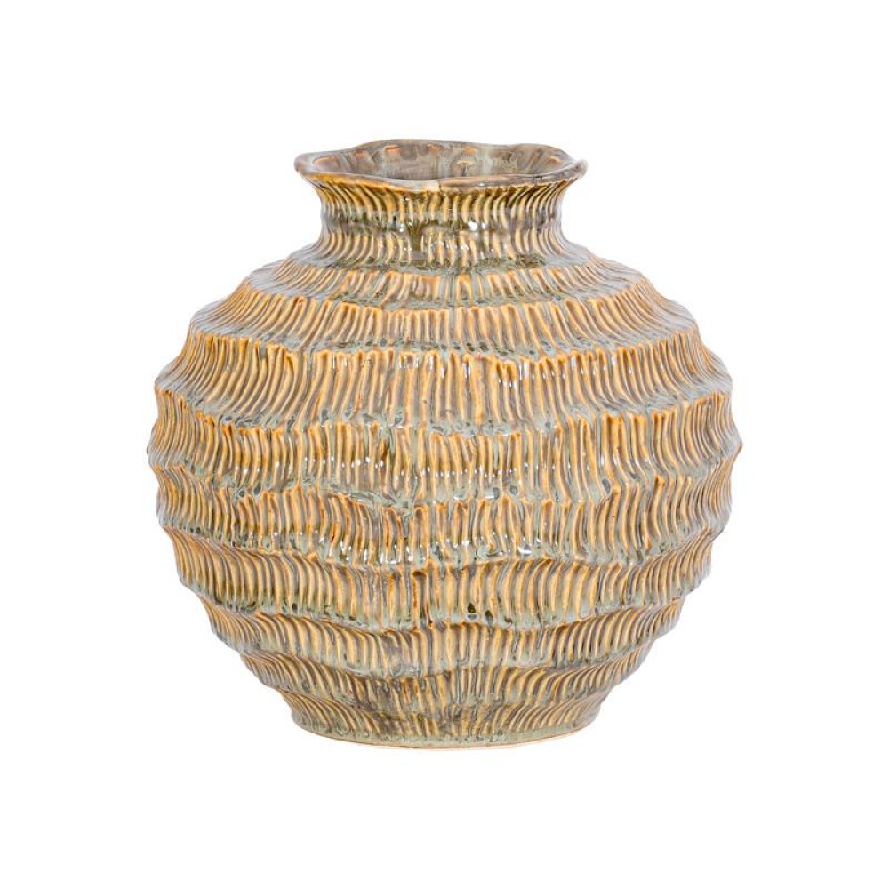 ΚΕΡΑΜΙΚΟ ΒΑΖΟ Fylliana FL30015 ΜΠΕΖ-ΓΚΡΙ-ΧΡΥΣΟ ΧΡΩΜΑ 21x20εκ