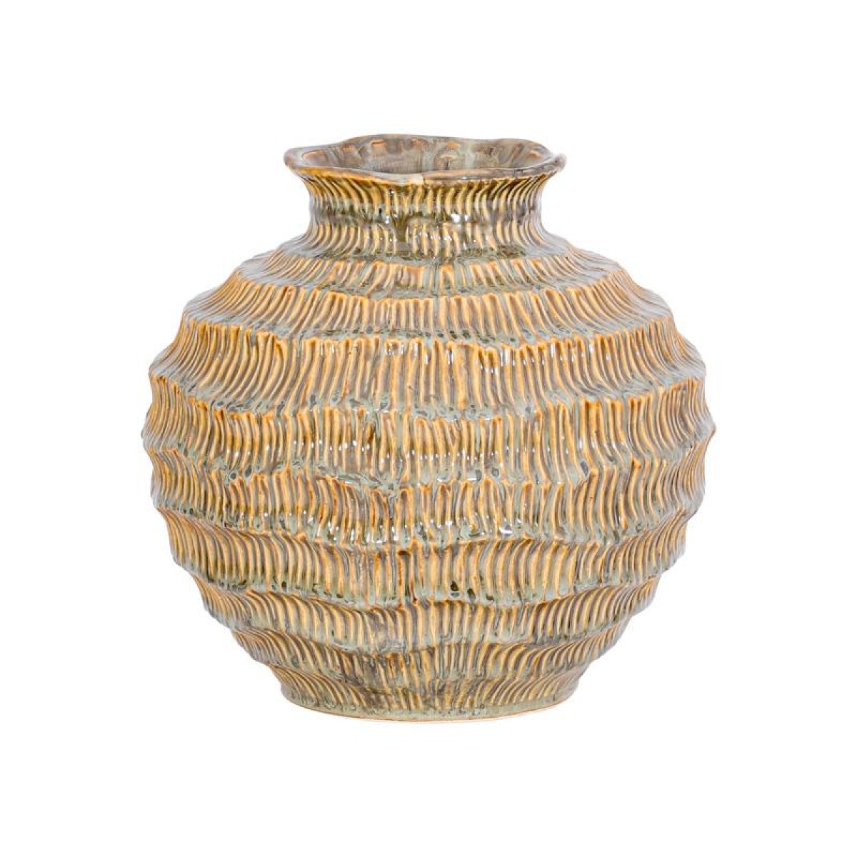 ΚΕΡΑΜΙΚΟ ΒΑΖΟ Fylliana FL30015 ΜΠΕΖ-ΓΚΡΙ-ΧΡΥΣΟ ΧΡΩΜΑ 21x20εκ