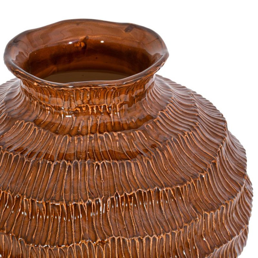 ΚΕΡΑΜΙΚΟ ΒΑΖΟ Fylliana FL30015 ΚΑΦΕ ΧΡΩΜΑ 21x20εκ