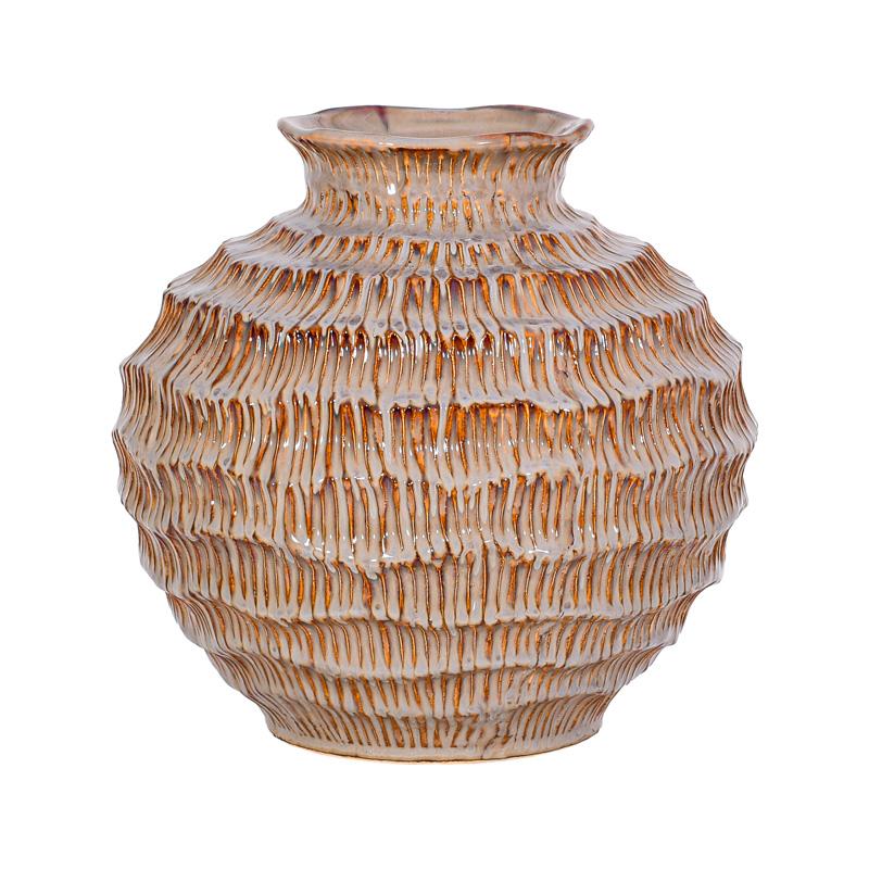 ΚΕΡΑΜΙΚΟ ΒΑΖΟ Fylliana FL30016 ΓΚΡΙ-ΚΑΦΕ ΧΡΩΜΑ 25x24εκ