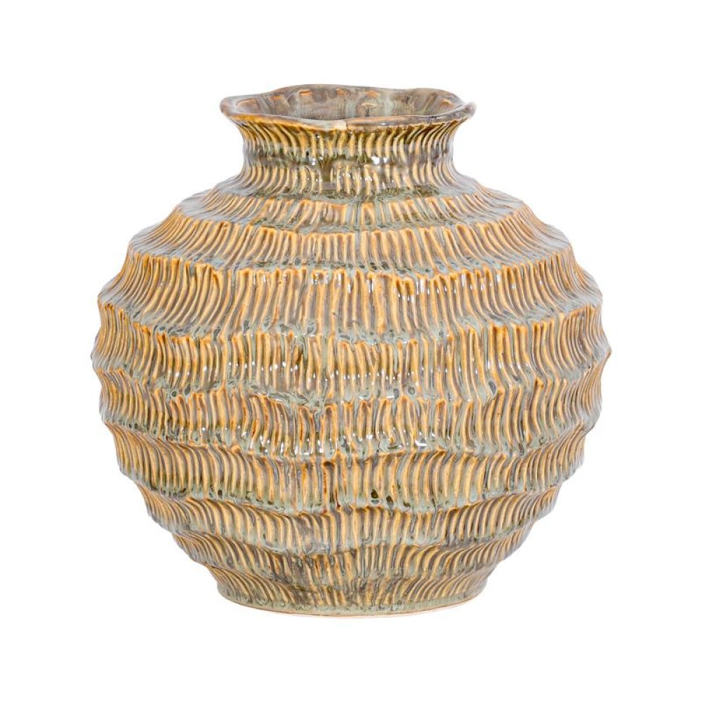 ΚΕΡΑΜΙΚΟ ΒΑΖΟ Fylliana FL30016 ΜΠΕΖ-ΓΚΡΙ-ΧΡΥΣΟ ΧΡΩΜΑ 25x24εκ