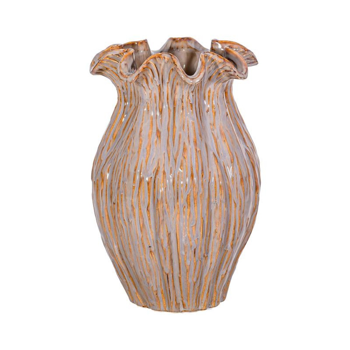 ΚΕΡΑΜΙΚΟ ΒΑΖΟ Fylliana FL30006 ΓΚΡΙ-ΚΑΦΕ ΧΡΩΜΑ 18x28εκ