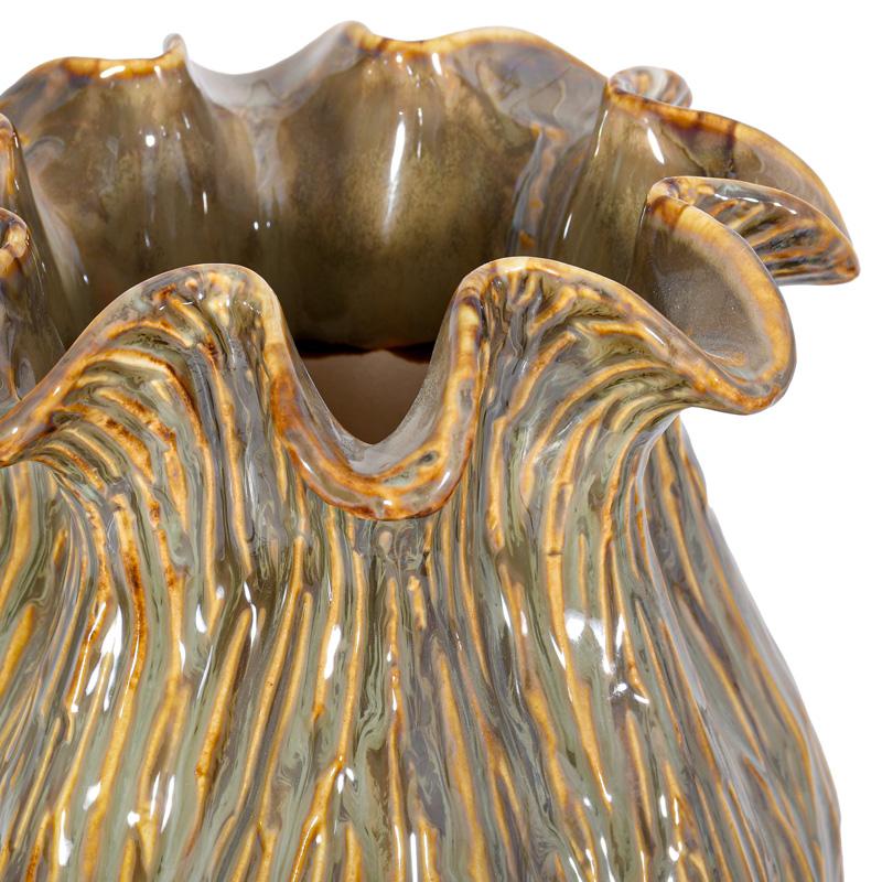 ΚΕΡΑΜΙΚΟ ΒΑΖΟ Fylliana FL30006 ΜΠΕΖ-ΓΚΡΙ-ΧΡΥΣΟ ΧΡΩΜΑ 18x28εκ