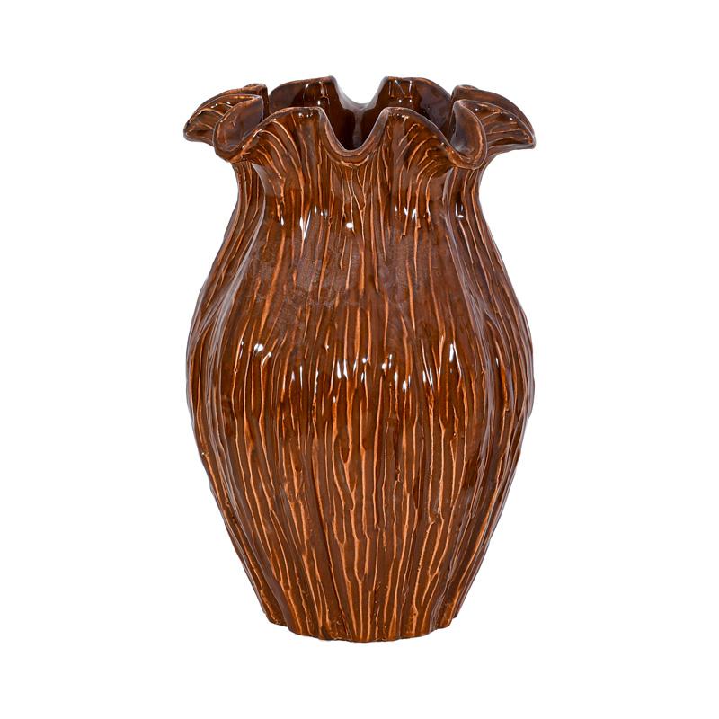 ΚΕΡΑΜΙΚΟ ΒΑΖΟ Fylliana FL30006 ΚΑΦΕ ΧΡΩΜΑ 18x28εκ