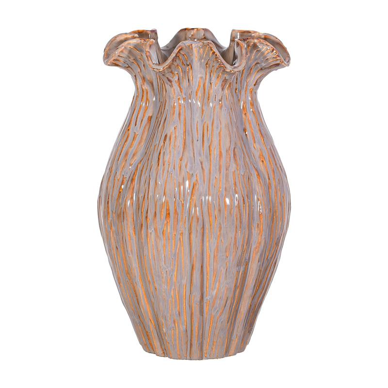 ΚΕΡΑΜΙΚΟ ΒΑΖΟ Fylliana FL30007 ΓΚΡΙ-ΚΑΦΕ ΧΡΩΜΑ 22x36εκ