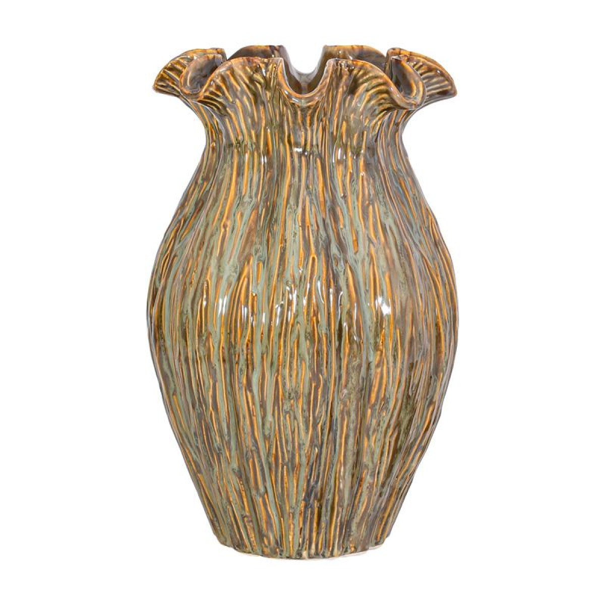 ΚΕΡΑΜΙΚΟ ΒΑΖΟ Fylliana FL30007 ΜΠΕΖ-ΓΚΡΙ-ΧΡΥΣΟ ΧΡΩΜΑ 22x36εκ