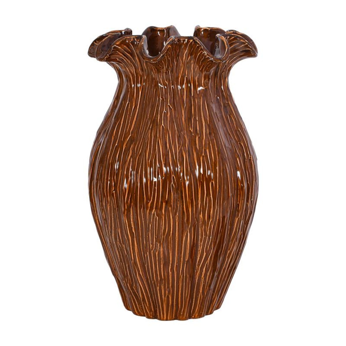 ΚΕΡΑΜΙΚΟ ΒΑΖΟ Fylliana FL30007 ΚΑΦΕ ΧΡΩΜΑ 22x36εκ