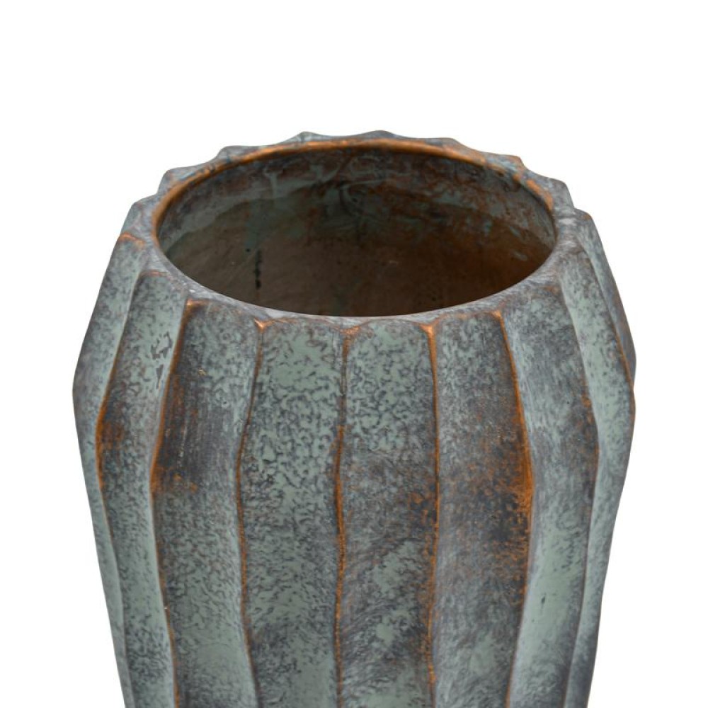 ΔΙΑΚΟΣΜΗΤΙΚΟ ΒΑΖΟ ΤΣΙΜΕΝΤΕΝΙΟ Fylliana FL22424 ΑΝΘΡΑΚΙ-ΠΡΑΣΙΝΟ ΜΕ ΜΠΡΟΝΖΕ ΛΕΠΤΟΜΕΡΕΙΕΣ ΧΡΩΜΑ 15x24εκ