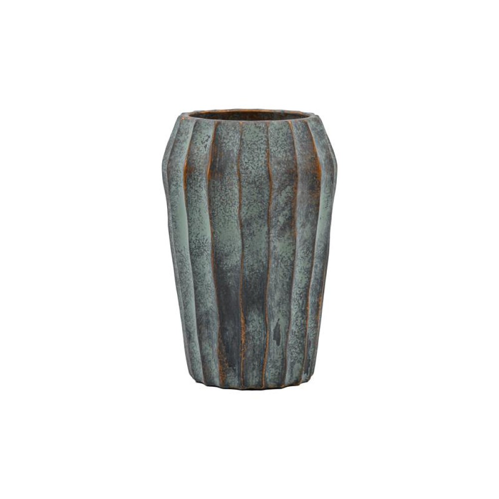 ΔΙΑΚΟΣΜΗΤΙΚΟ ΒΑΖΟ ΤΣΙΜΕΝΤΕΝΙΟ Fylliana FL22424 ΑΝΘΡΑΚΙ-ΠΡΑΣΙΝΟ ΜΕ ΜΠΡΟΝΖΕ ΛΕΠΤΟΜΕΡΕΙΕΣ ΧΡΩΜΑ 15x24εκ