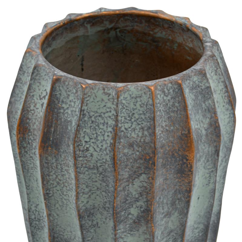 ΔΙΑΚΟΣΜΗΤΙΚΟ ΒΑΖΟ ΤΣΙΜΕΝΤΕΝΙΟ Fylliana FL22424 ΑΝΘΡΑΚΙ-ΠΡΑΣΙΝΟ ΜΕ ΜΠΡΟΝΖΕ ΛΕΠΤΟΜΕΡΕΙΕΣ ΧΡΩΜΑ 18x31εκ