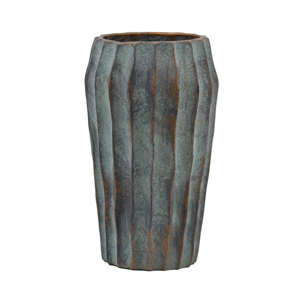 ΔΙΑΚΟΣΜΗΤΙΚΟ ΒΑΖΟ ΤΣΙΜΕΝΤΕΝΙΟ Fylliana FL22424 ΑΝΘΡΑΚΙ-ΠΡΑΣΙΝΟ ΜΕ ΜΠΡΟΝΖΕ ΛΕΠΤΟΜΕΡΕΙΕΣ ΧΡΩΜΑ 18x31εκ