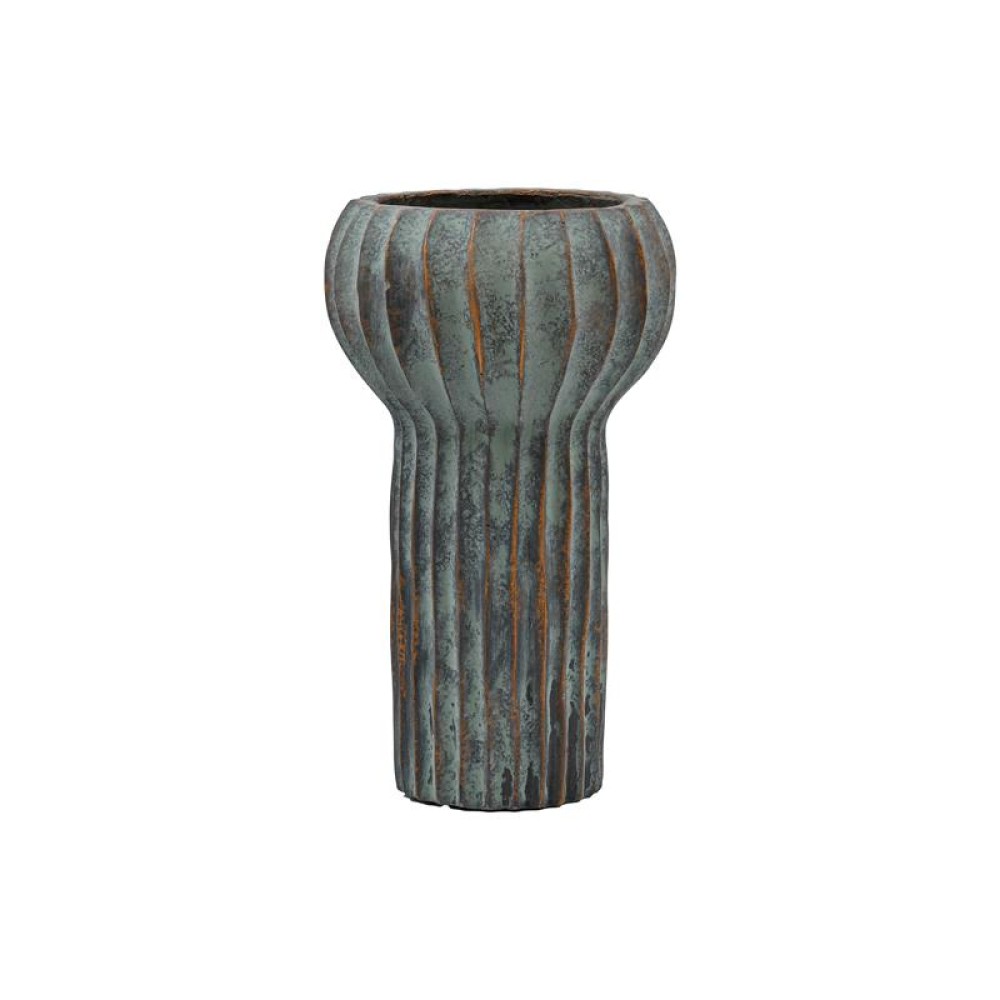 ΔΙΑΚΟΣΜΗΤΙΚΟ ΒΑΖΟ ΤΣΙΜΕΝΤΕΝΙΟ Fylliana FL15773 ΑΝΘΡΑΚΙ-ΠΡΑΣΙΝΟ ΜΕ ΜΠΡΟΝΖΕ ΛΕΠΤΟΜΕΡΕΙΕΣ ΧΡΩΜΑ 17x28εκ