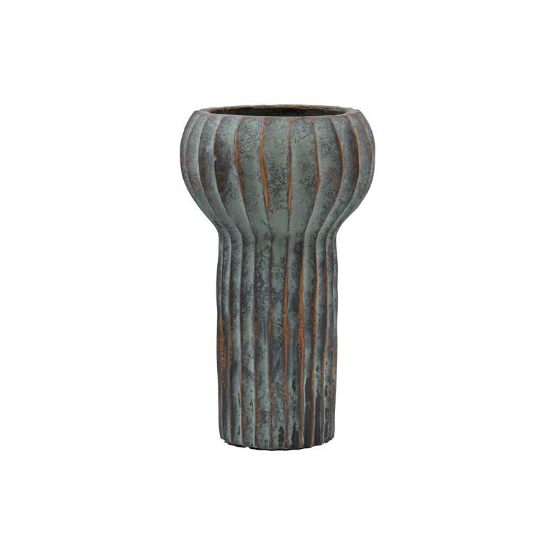 ΔΙΑΚΟΣΜΗΤΙΚΟ ΒΑΖΟ ΤΣΙΜΕΝΤΕΝΙΟ Fylliana FL15773 ΑΝΘΡΑΚΙ-ΠΡΑΣΙΝΟ ΜΕ ΜΠΡΟΝΖΕ ΛΕΠΤΟΜΕΡΕΙΕΣ ΧΡΩΜΑ 17x28εκ