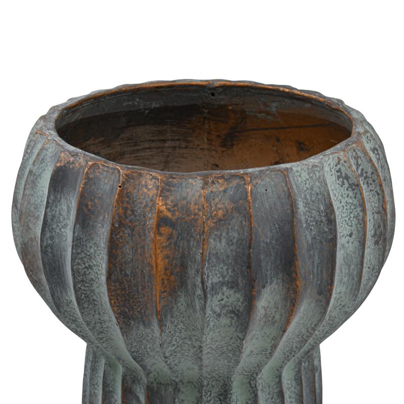 ΔΙΑΚΟΣΜΗΤΙΚΟ ΒΑΖΟ ΤΣΙΜΕΝΤΕΝΙΟ Fylliana FL15773 ΑΝΘΡΑΚΙ-ΠΡΑΣΙΝΟ ΜΕ ΜΠΡΟΝΖΕ ΛΕΠΤΟΜΕΡΕΙΕΣ ΧΡΩΜΑ 23x38εκ