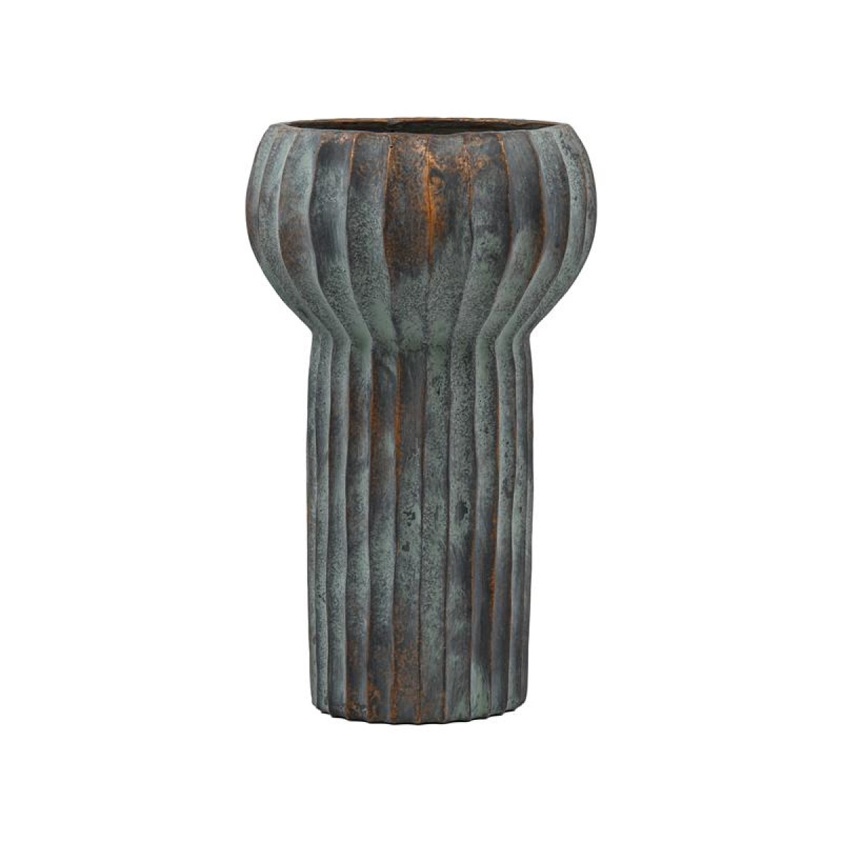 ΔΙΑΚΟΣΜΗΤΙΚΟ ΒΑΖΟ ΤΣΙΜΕΝΤΕΝΙΟ Fylliana FL15773 ΑΝΘΡΑΚΙ-ΠΡΑΣΙΝΟ ΜΕ ΜΠΡΟΝΖΕ ΛΕΠΤΟΜΕΡΕΙΕΣ ΧΡΩΜΑ 23x38εκ