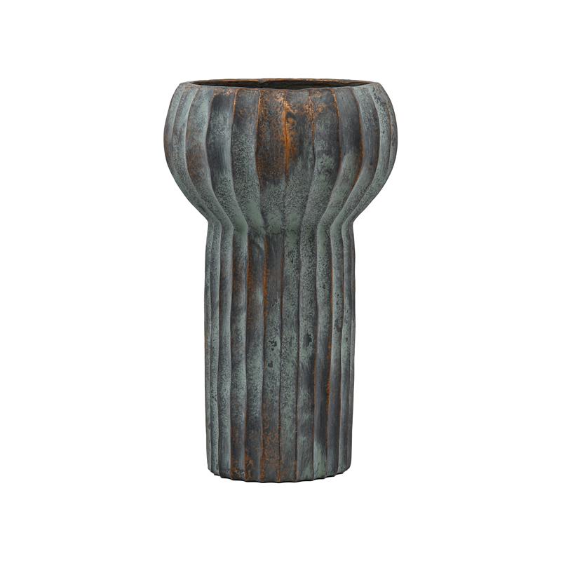 ΔΙΑΚΟΣΜΗΤΙΚΟ ΒΑΖΟ ΤΣΙΜΕΝΤΕΝΙΟ Fylliana FL15773 ΑΝΘΡΑΚΙ-ΠΡΑΣΙΝΟ ΜΕ ΜΠΡΟΝΖΕ ΛΕΠΤΟΜΕΡΕΙΕΣ ΧΡΩΜΑ 23x38εκ