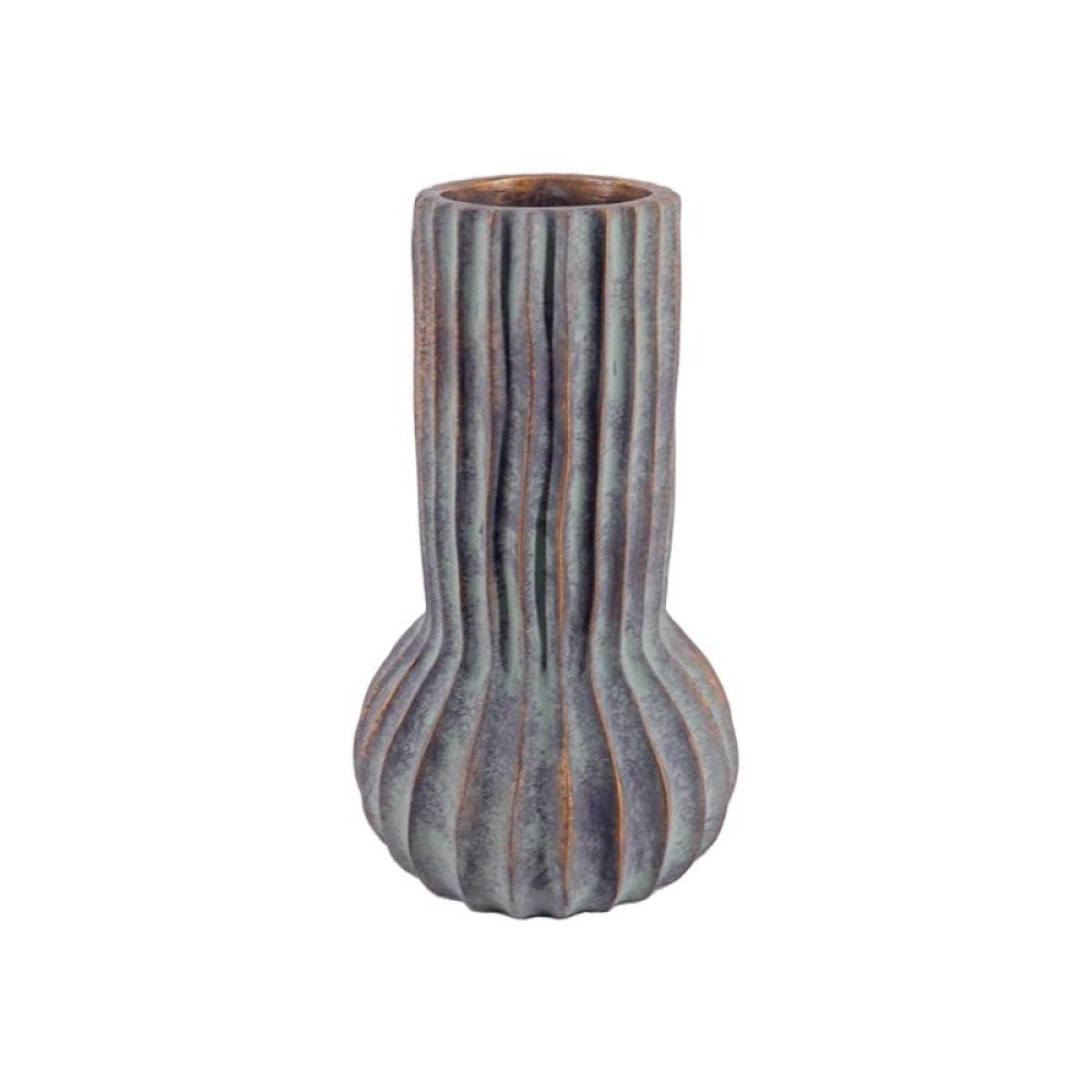 ΔΙΑΚΟΣΜΗΤΙΚΟ ΒΑΖΟ ΤΣΙΜΕΝΤΕΝΙΟ Fylliana FL15707 ΑΝΘΡΑΚΙ-ΠΡΑΣΙΝΟ ΜΕ ΜΠΡΟΝΖΕ ΛΕΠΤΟΜΕΡΕΙΕΣ ΧΡΩΜΑ 17x28εκ