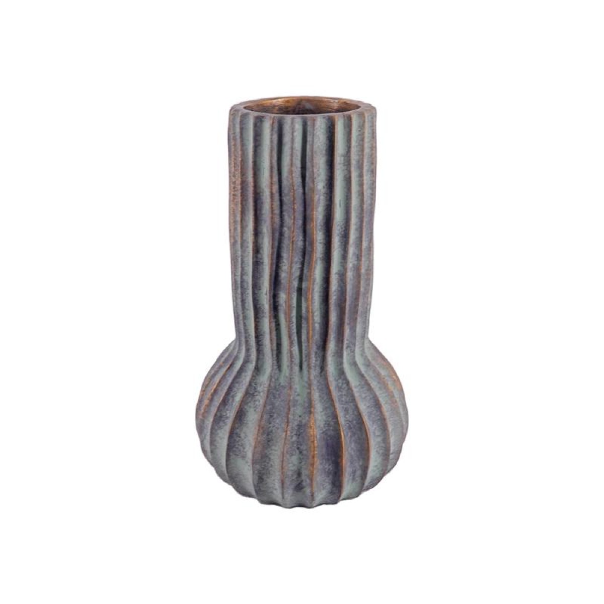 ΔΙΑΚΟΣΜΗΤΙΚΟ ΒΑΖΟ ΤΣΙΜΕΝΤΕΝΙΟ Fylliana FL15707 ΑΝΘΡΑΚΙ-ΠΡΑΣΙΝΟ ΜΕ ΜΠΡΟΝΖΕ ΛΕΠΤΟΜΕΡΕΙΕΣ ΧΡΩΜΑ 17x28εκ