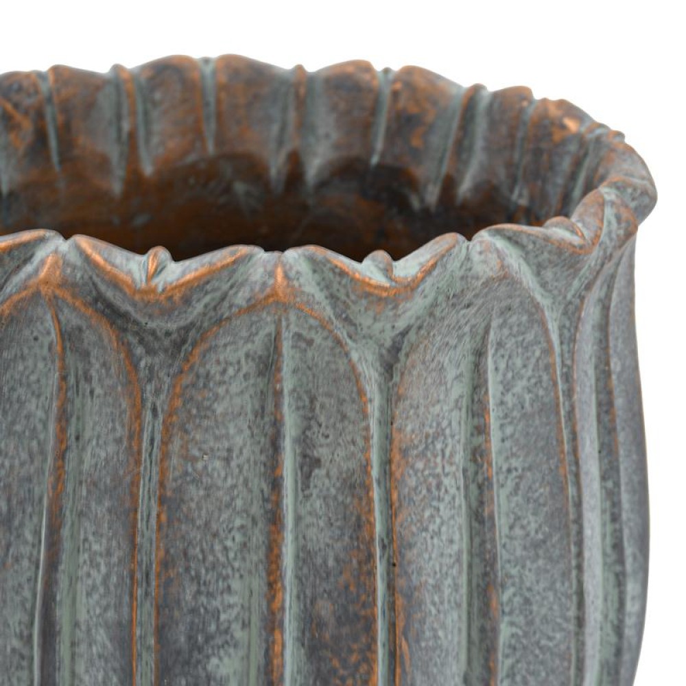 ΔΙΑΚΟΣΜΗΤΙΚΟ ΒΑΖΟ ΤΣΙΜΕΝΤΕΝΙΟ Fylliana FL15674 ΑΝΘΡΑΚΙ-ΠΡΑΣΙΝΟ ΜΕ ΜΠΡΟΝΖΕ ΛΕΠΤΟΜΕΡΕΙΕΣ ΧΡΩΜΑ 18x15εκ