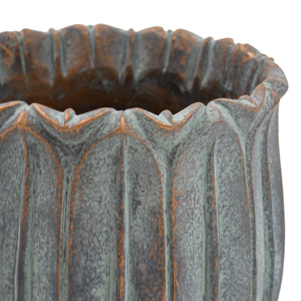 ΔΙΑΚΟΣΜΗΤΙΚΟ ΒΑΖΟ ΤΣΙΜΕΝΤΕΝΙΟ Fylliana FL15674 ΑΝΘΡΑΚΙ-ΠΡΑΣΙΝΟ ΜΕ ΜΠΡΟΝΖΕ ΛΕΠΤΟΜΕΡΕΙΕΣ ΧΡΩΜΑ 18x15εκ