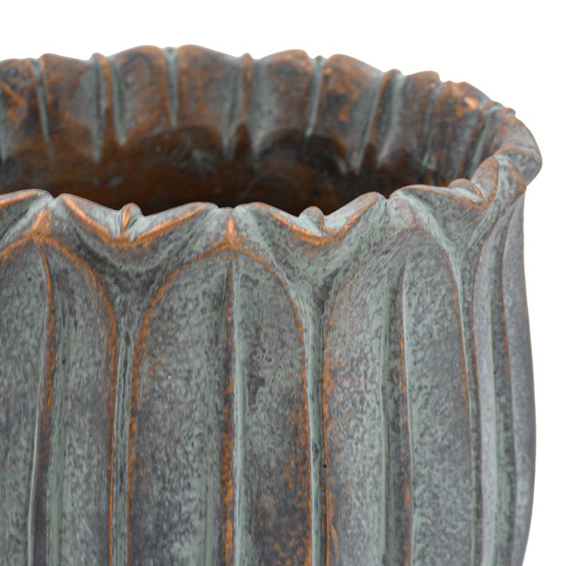 ΔΙΑΚΟΣΜΗΤΙΚΟ ΒΑΖΟ ΤΣΙΜΕΝΤΕΝΙΟ Fylliana FL15674 ΑΝΘΡΑΚΙ-ΠΡΑΣΙΝΟ ΜΕ ΜΠΡΟΝΖΕ ΛΕΠΤΟΜΕΡΕΙΕΣ ΧΡΩΜΑ 18x15εκ