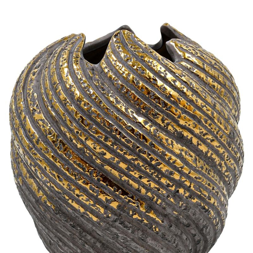 ΚΕΡΑΜΙΚΟ ΒΑΖΟ Fylliana FL3229 ΓΚΡΙ-ΧΡΥΣΟ ΧΡΩΜΑ 18x19εκ