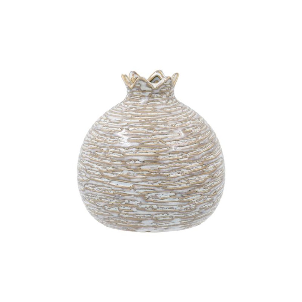 ΚΕΡΑΜΙΚΟ ΔΙΑΚΟΣΜΗΤΙΚΟ Fylliana Pomegranate ΜΠΕΖ-ΛΕΥΚΟ ΧΡΩΜΑ 12x13x13εκ