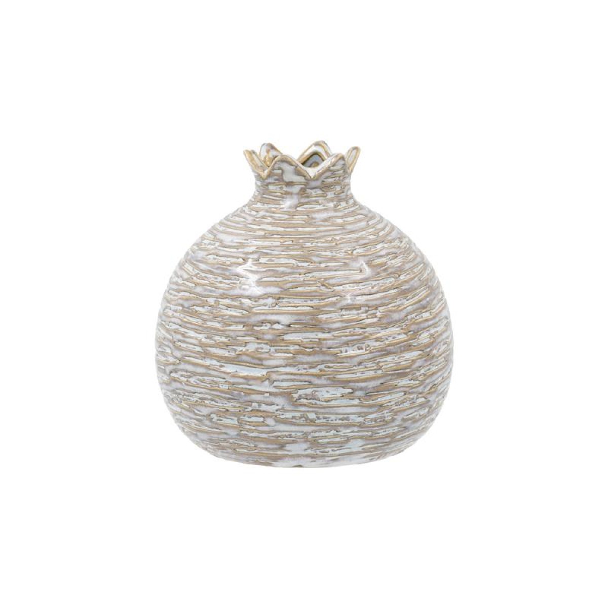 ΚΕΡΑΜΙΚΟ ΔΙΑΚΟΣΜΗΤΙΚΟ Fylliana Pomegranate ΜΠΕΖ-ΛΕΥΚΟ ΧΡΩΜΑ 12x13x13εκ