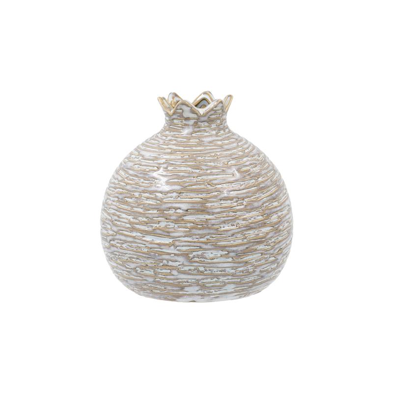 ΚΕΡΑΜΙΚΟ ΔΙΑΚΟΣΜΗΤΙΚΟ Fylliana Pomegranate ΜΠΕΖ-ΛΕΥΚΟ ΧΡΩΜΑ 12x13x13εκ