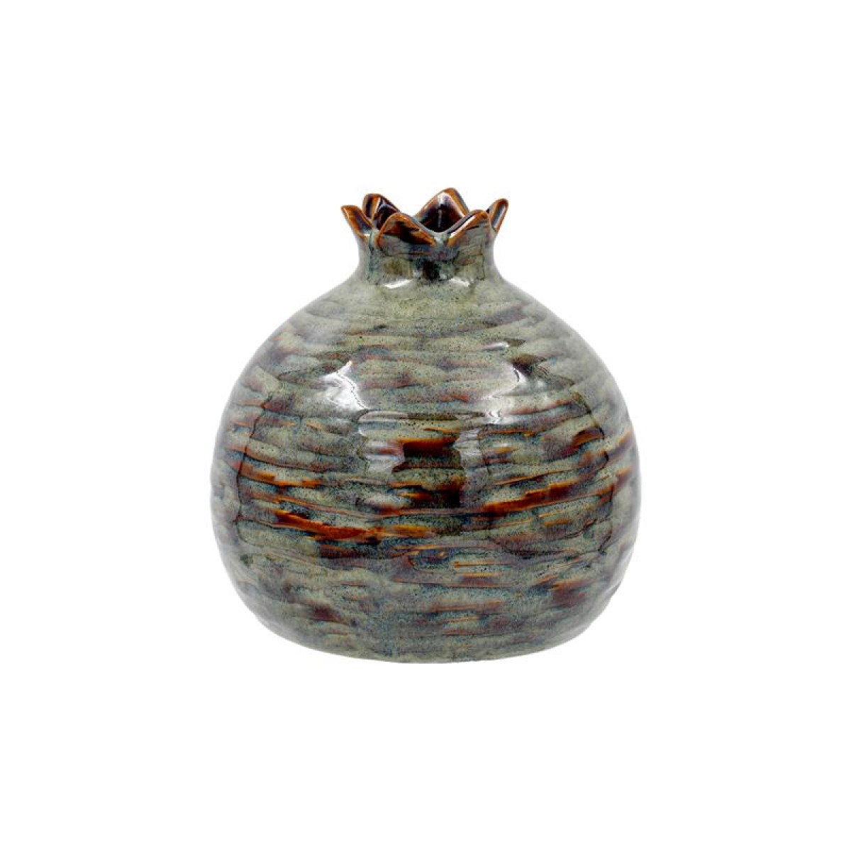 ΚΕΡΑΜΙΚΟ ΔΙΑΚΟΣΜΗΤΙΚΟ Fylliana Pomegranate ΠΡΑΣΙΝΟ-ΚΑΦΕ ΧΡΩΜΑ 12x13x13εκ