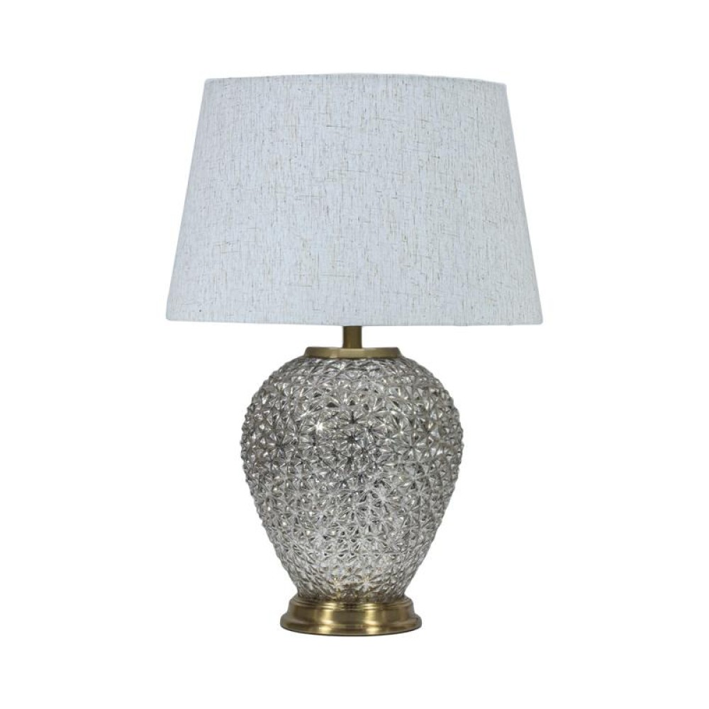 ΕΠΙΤΡΑΠΕΖΙΑ ΛΑΜΠΑ Fylliana FL25195 ΜΕΤΑΛΛΟ-ΓΥΑΛΙ ΧΡΥΣΟ-ΕΚΡΟΥ/ΜΠΕΖ ΧΡΩΜΑ Ε27 38x55εκ