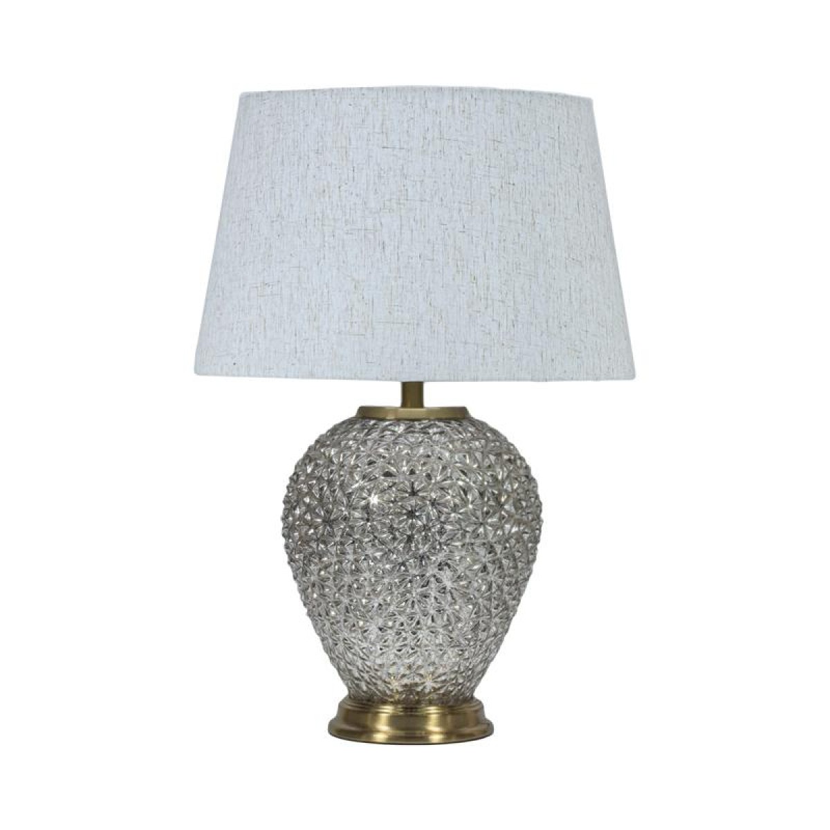 ΕΠΙΤΡΑΠΕΖΙΑ ΛΑΜΠΑ Fylliana FL25195 ΜΕΤΑΛΛΟ-ΓΥΑΛΙ ΧΡΥΣΟ-ΕΚΡΟΥ/ΜΠΕΖ ΧΡΩΜΑ Ε27 38x55εκ