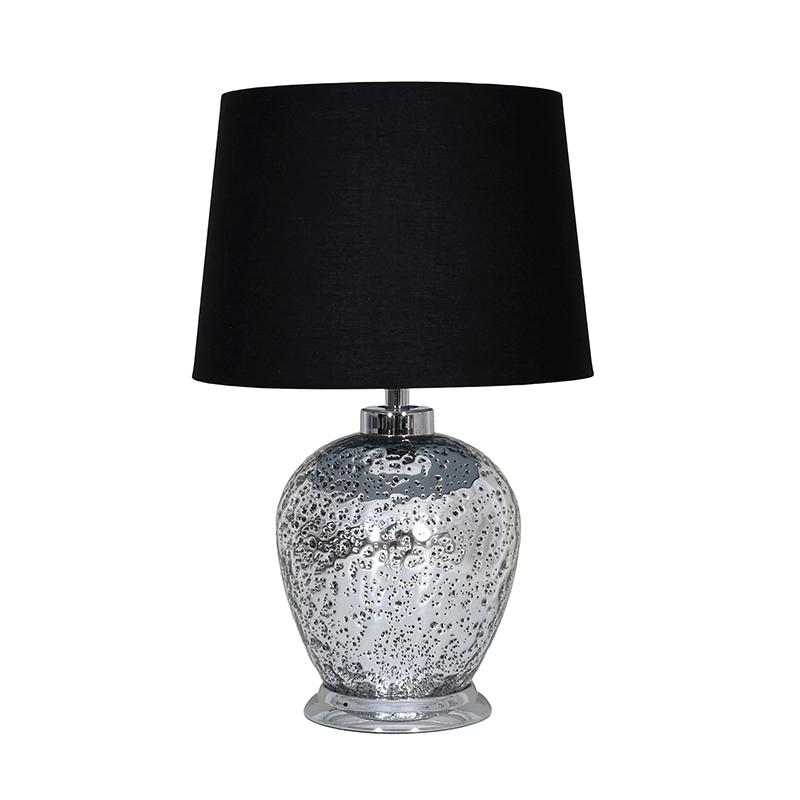 ΕΠΙΤΡΑΠΕΖΙΑ ΛΑΜΠΑ Fylliana FL24518 ΓΥΑΛΙΝΗ ΑΣΗΜΙ ΧΡΩΜΑ 33x52εκ Ε27