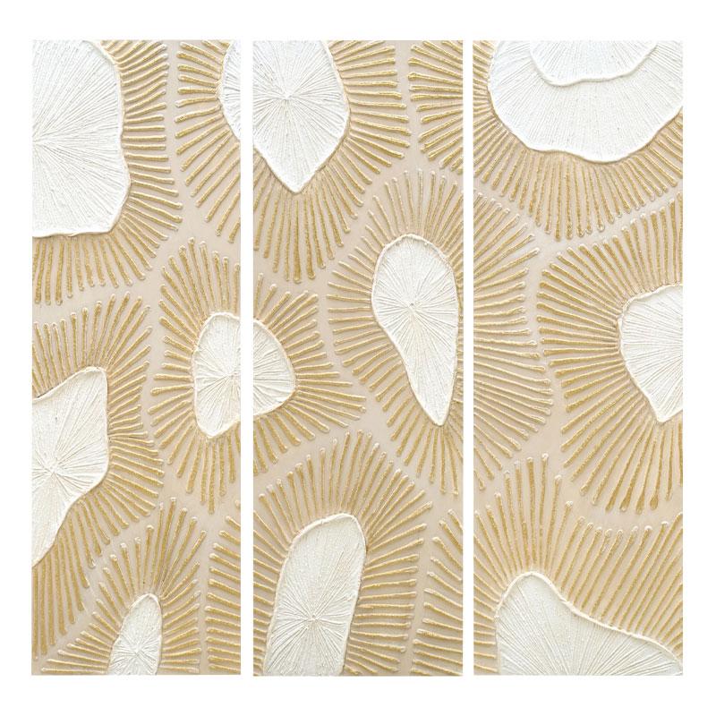 ΣΕΤ 3 ΠΙΝΑΚΕΣ ΣΕ ΚΑΜΒΑ Fylliana FL25490 ΜΠΕΖ-ΛΕΥΚΟ-ΧΡΥΣΟ 30x3x90εκ