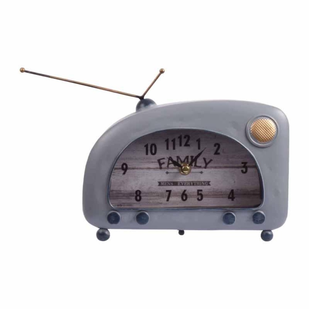 ΕΠΙΤΡΑΠΕΖΙΟ ΡΟΛΟΙ Fylliana "Vintage Radio" ΜΕΤΑΛΛΙΚΟ ΣΙΕΛ ΧΡΩΜΑ 22x8x16εκ sls