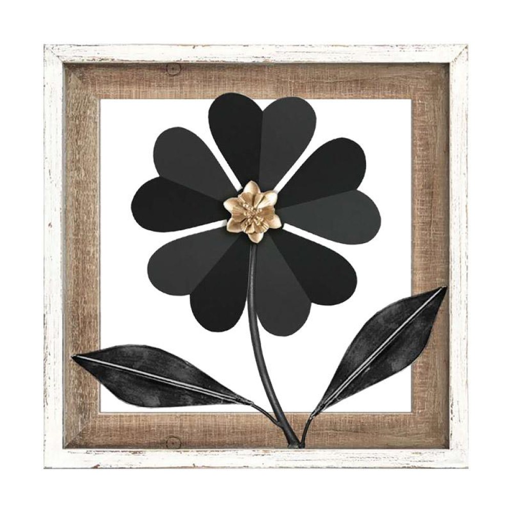 ΔΙΑΚΟΣΜΗΤΙΚΟ ΤΟΙΧΟΥ Fylliana "Flower" ΜΕΤΑΛΛΟ-ΞΥΛΟ ΜΑΥΡΟ-ΛΕΥΚΟ 30.5x3x30.5εκ sls