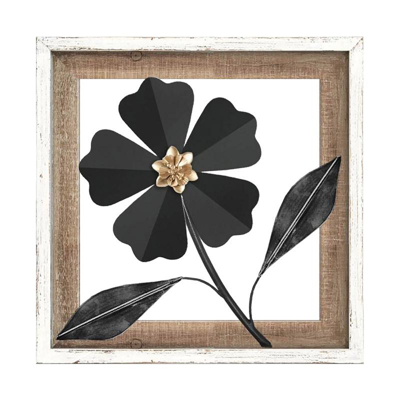 ΔΙΑΚΟΣΜΗΤΙΚΟ ΤΟΙΧΟΥ Fylliana "Flower 059" ΜΕΤΑΛΛΟ-ΞΥΛΟ ΜΑΥΡΟ-ΛΕΥΚΟ 30.5x3x30.5εκ sls