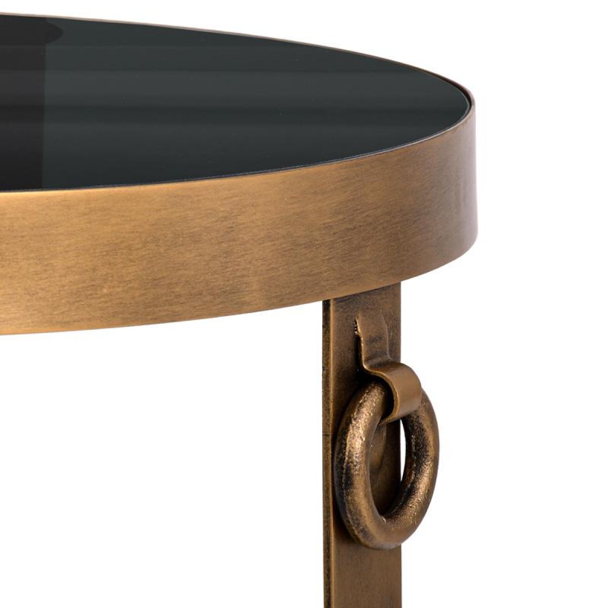 ΜΕΤΑΛΛΙΚΟ ΣΤΡΟΓΓΥΛΟ ΤΡΑΠΕΖΑΚΙ ΓΩΝΙΑΣ ΜΕ ΓΥΑΛΙΝΗ ΕΠΙΦΑΝΕΙΑ Fylliana FL383 ΜΠΡΟΝΖΕ-ΜΑΥΡΟ ΧΡΩΜΑ 60x50εκ