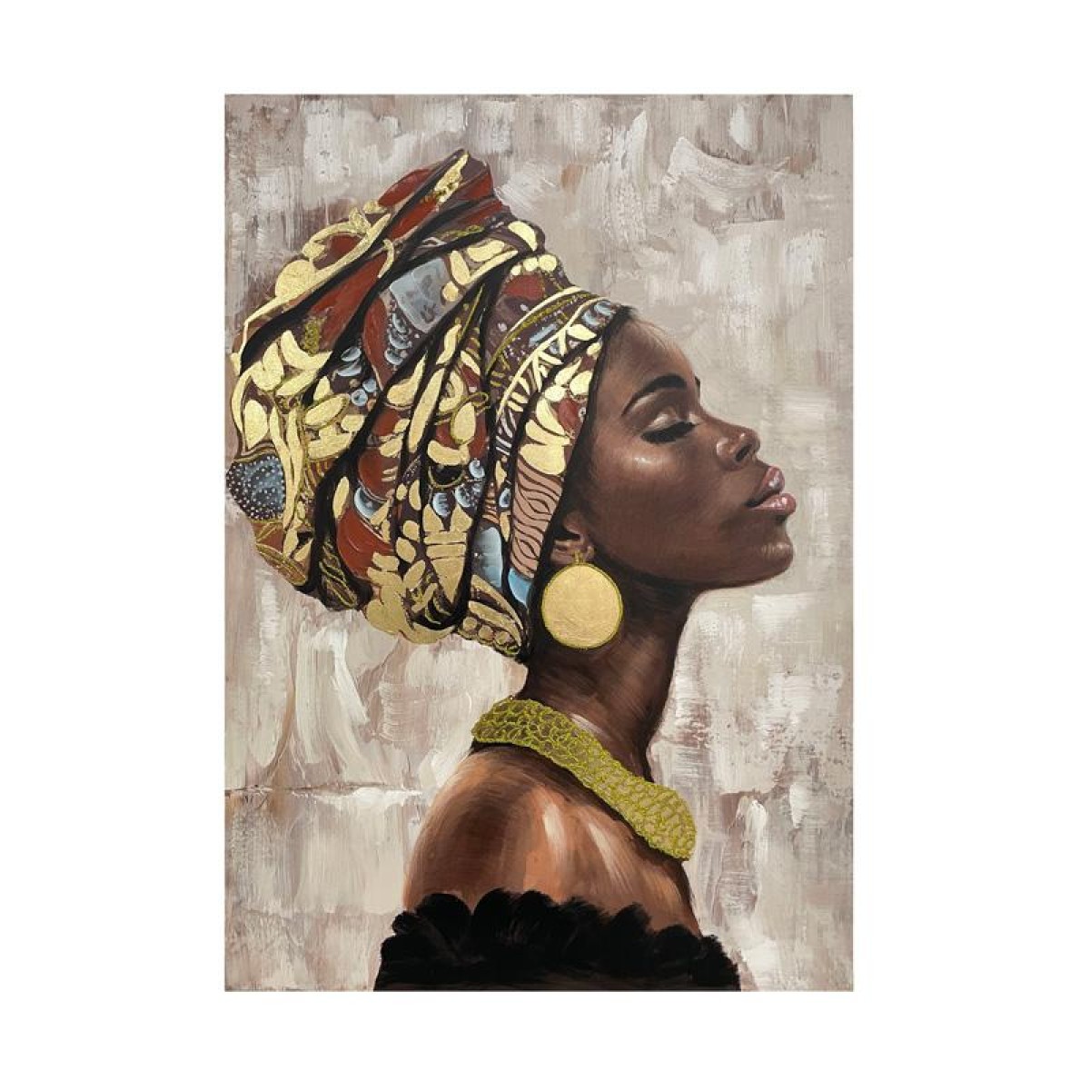 ΠΙΝΑΚΑΣ ΣΕ ΚΑΜΒΑ Fylliana "African lady 36212" ΜΠΕΖ-ΚΑΦΕ 70x4x100εκ